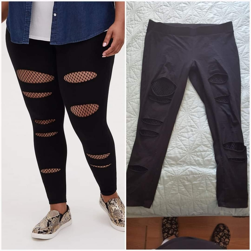 Torrid fishnet slit leggings black
